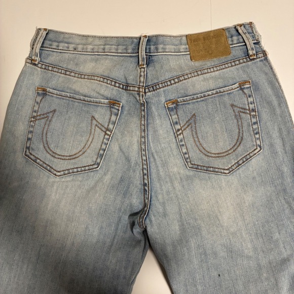 True Religion High Rise Starr Cropped Straight Two Tone Distressed Jeans 29 - Picture 4 of 10